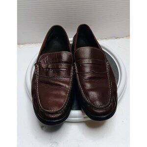 Mens Brown Leather Loafers Shoes Size 11 Classic Slip-On Dress Casual